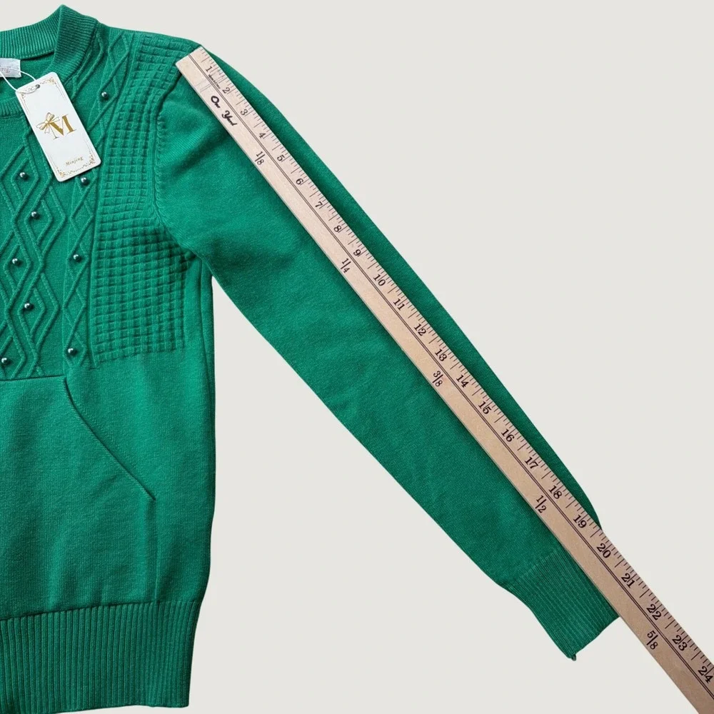 Minjing Zip Up Cardigan Womens Small Green New